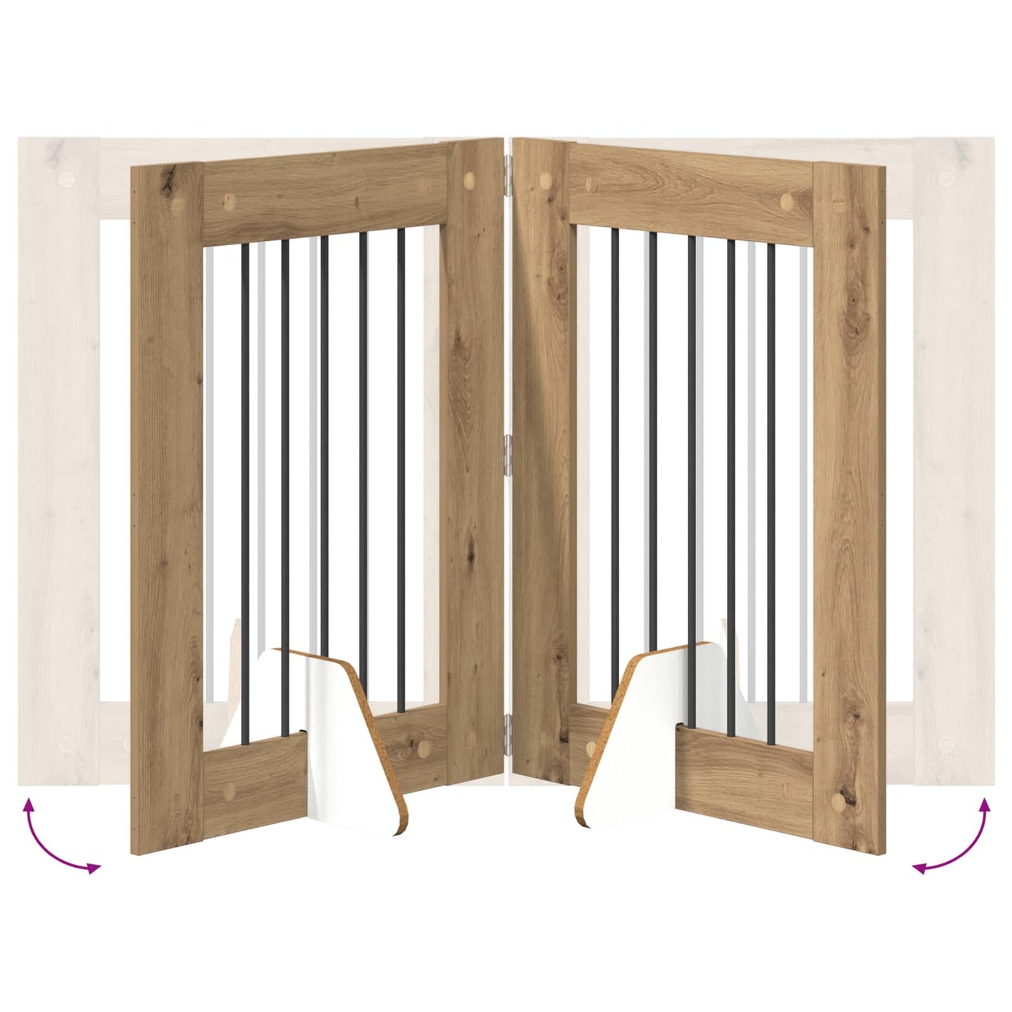 Foldbar hundegitter med stativer 2 pcs Artisan eik 120,5 cm