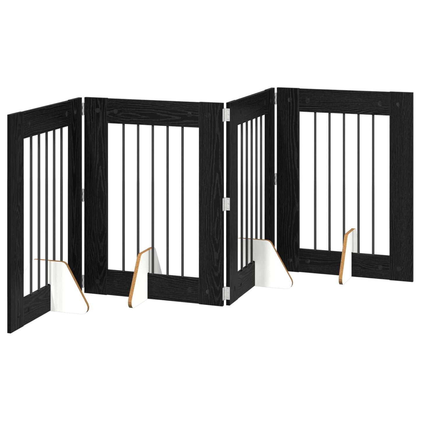 Foldbar hundegitter med stativer 4 pcs Svart eik 241 cm