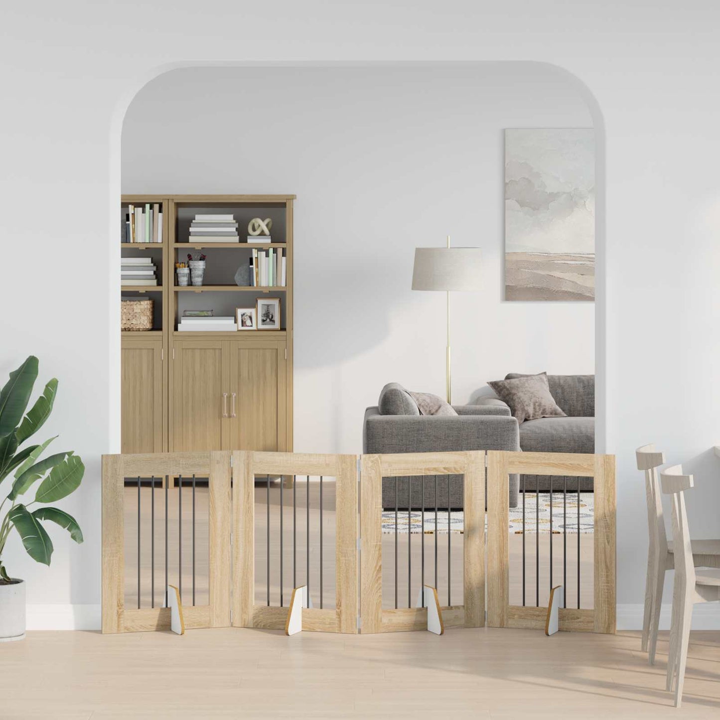 Hundegate med stender 4 pcs Sonoma eik 60 x 80 cm