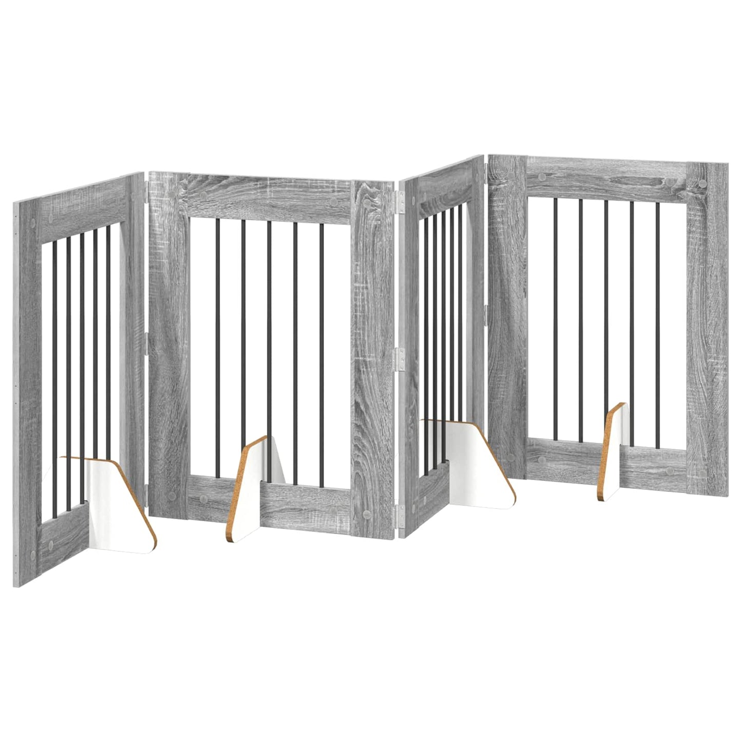 Foldbar hundegitter med stativer 4 pcs Grå sonoma 241 cm