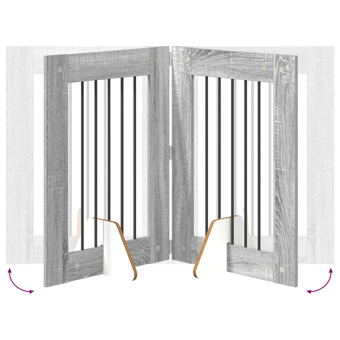 Foldbar hundegitter med stativer 4 pcs Grå sonoma 241 cm