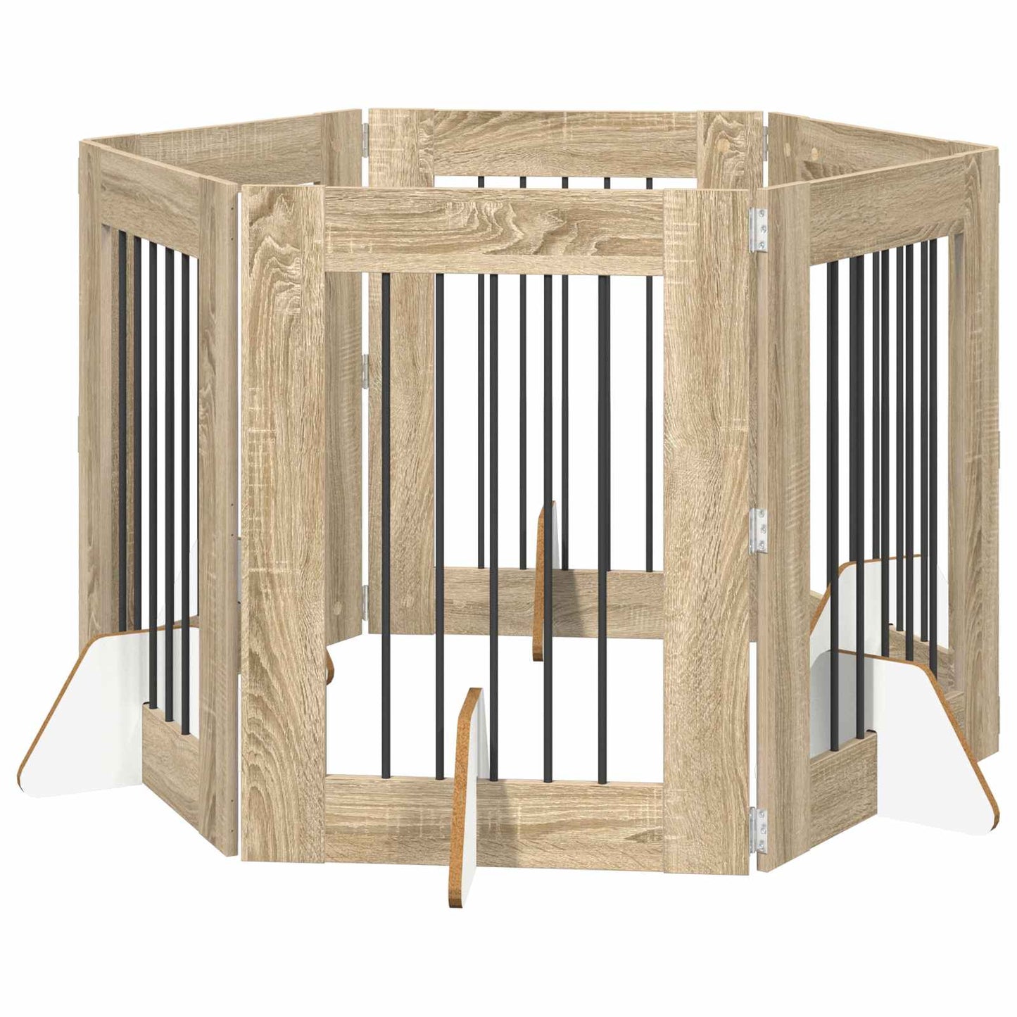 Foldbar hundegitter med stativer 6 pcs Sonoma eik 362 cm