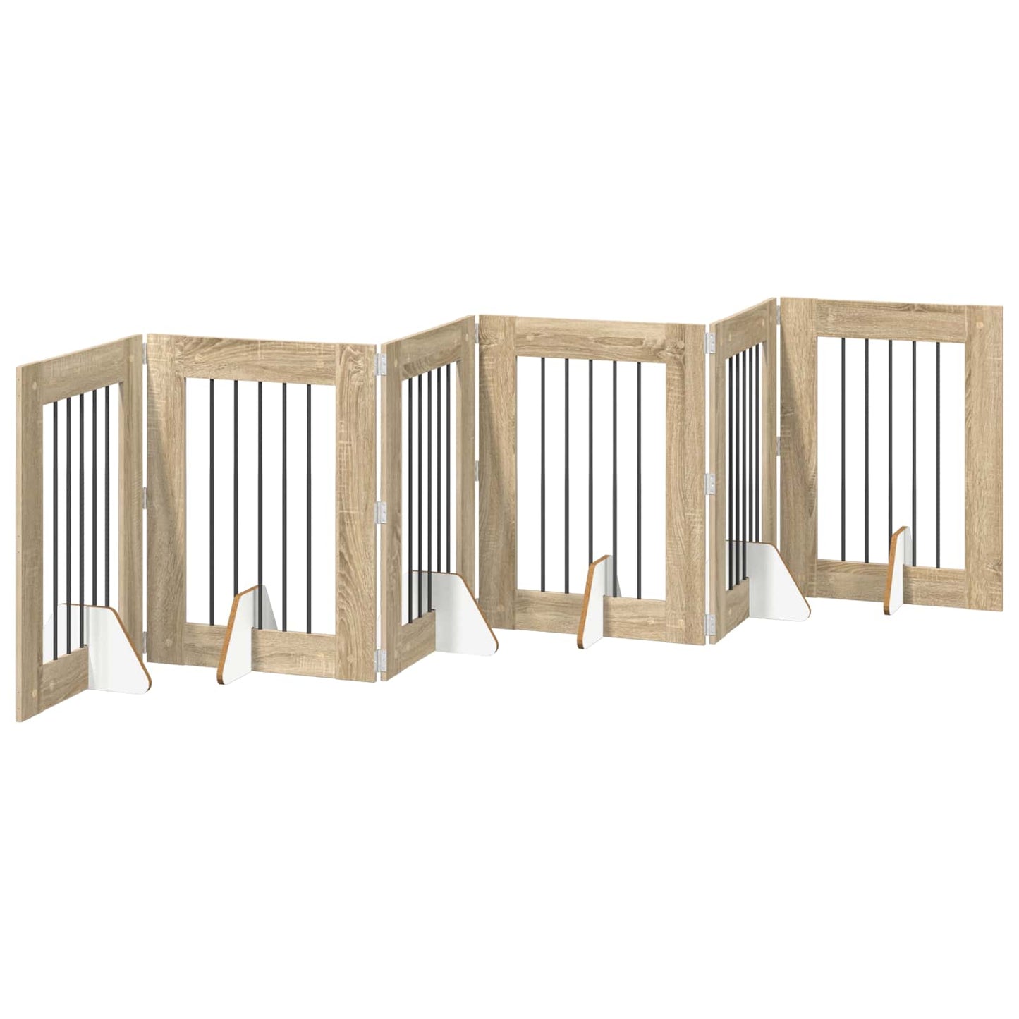 Foldbar hundegitter med stativer 6 pcs Sonoma eik 362 cm