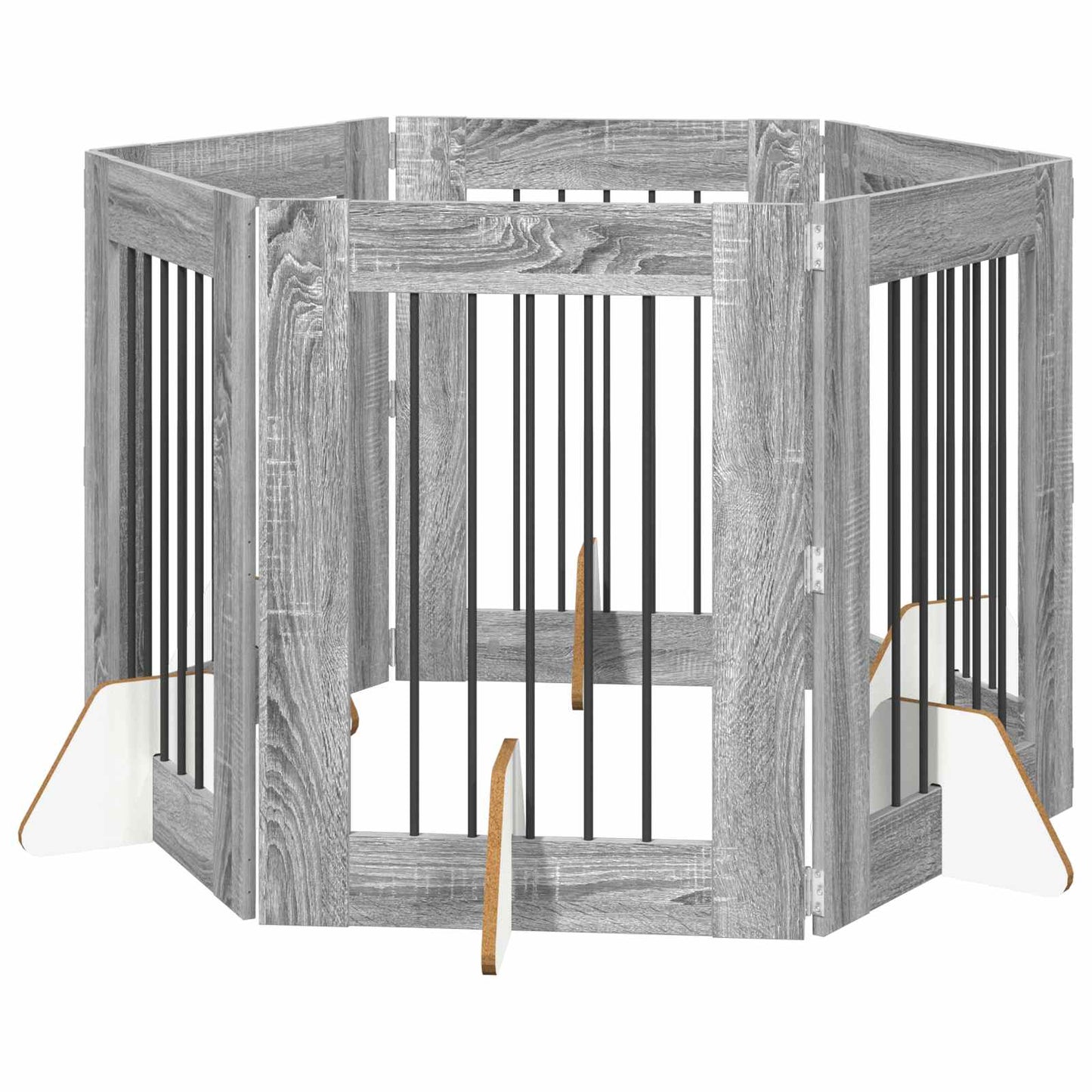 Foldbar hundegitter med stativer 6 pcs Grå sonoma 362 cm