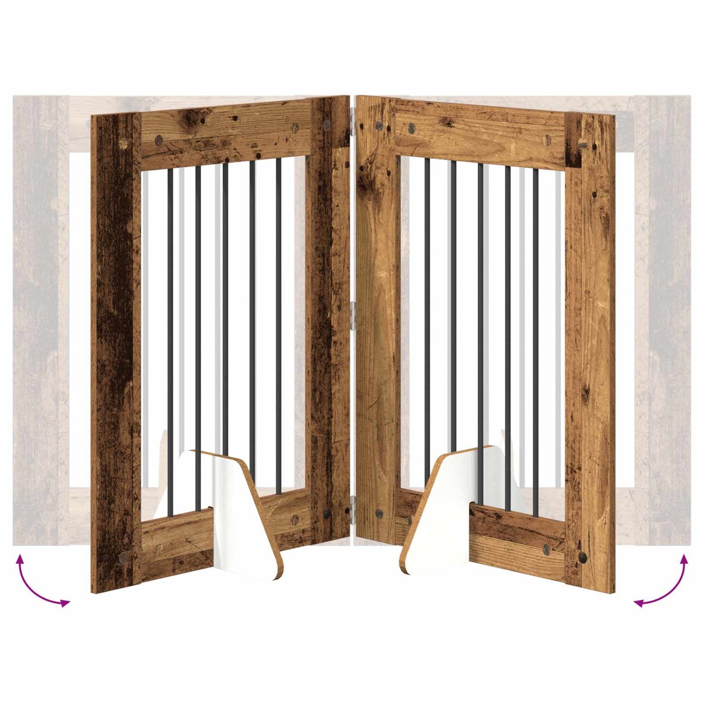 Foldbar hundegitter med stativer 6 pcs Gammelt tre 362 cm