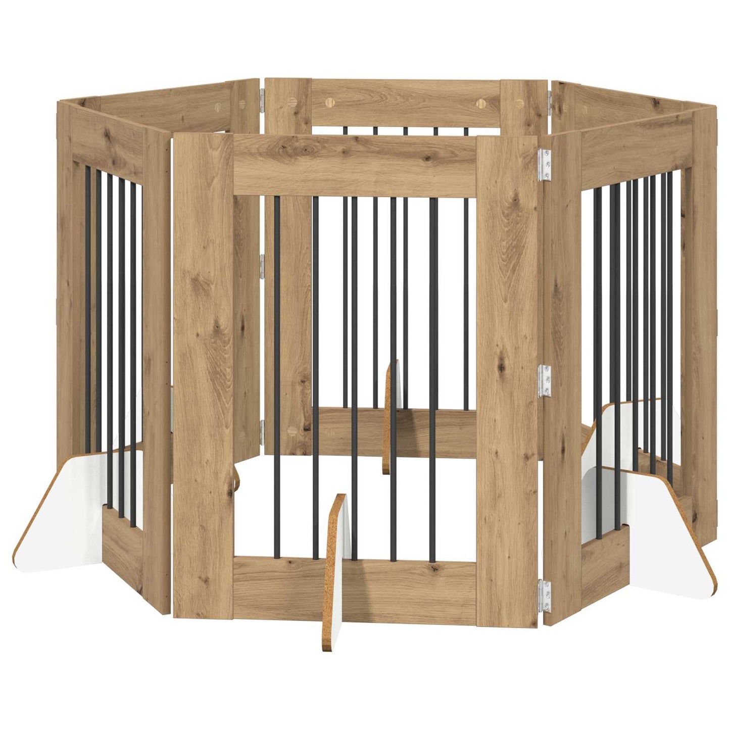 Foldbar hundegitter med stativer 6 pcs Artisan eik 362 cm