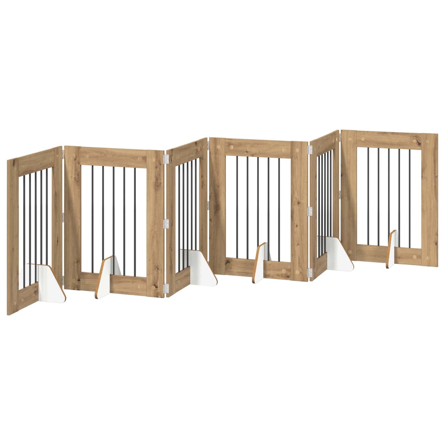 Foldbar hundegitter med stativer 6 pcs Artisan eik 362 cm