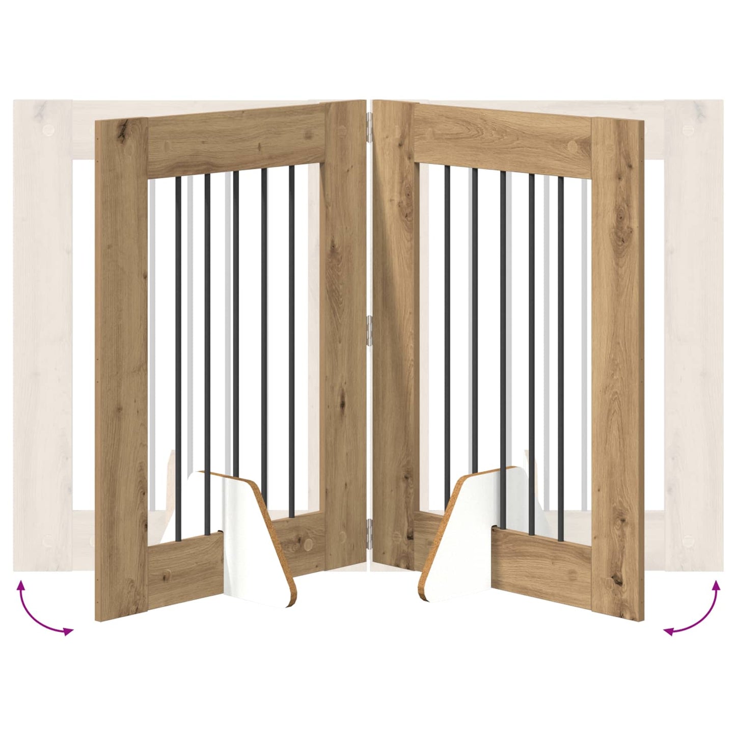 Foldbar hundegitter med stativer 6 pcs Artisan eik 362 cm