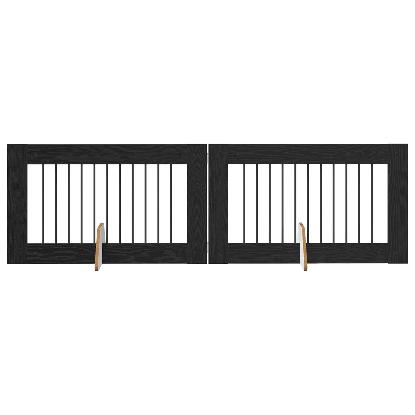 Foldbar hundegitter med stativer 2 pcs Svart eik 200,5 cm