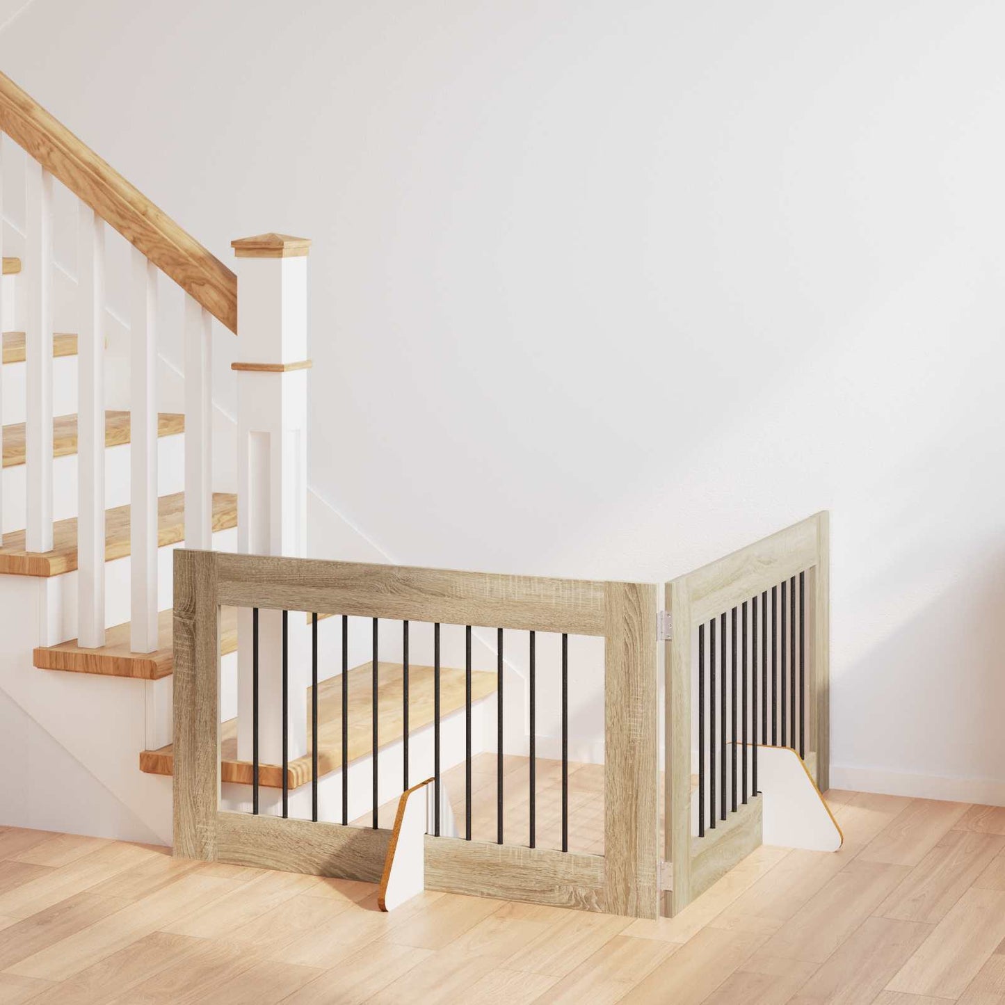 Hundegate med stender 2 pcs Sonoma eik 100 x 60 cm