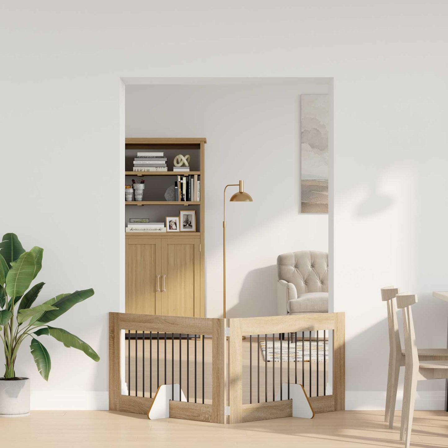 Hundegate med stender 2 pcs Sonoma eik 100 x 60 cm