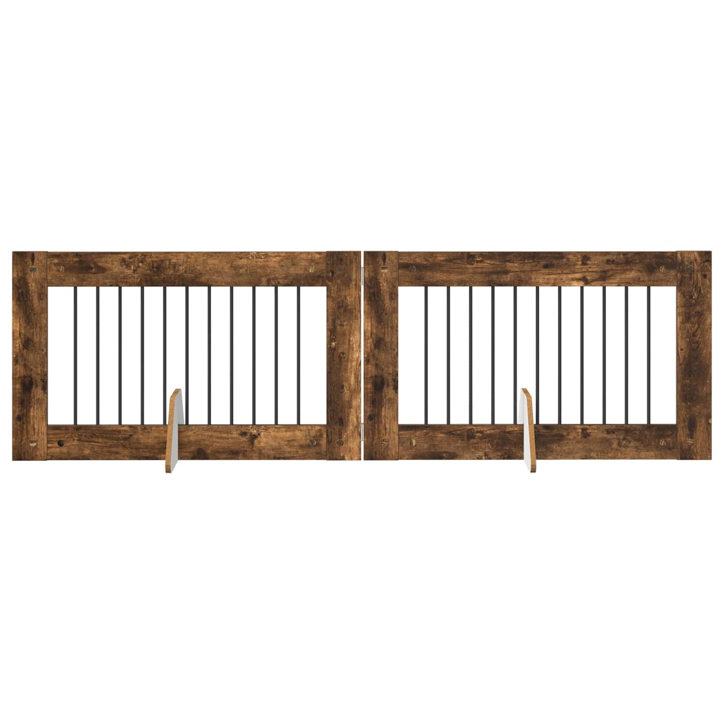 Foldbar hundegitter med stativer 2 pcs Røkt Eik 200,5 cm