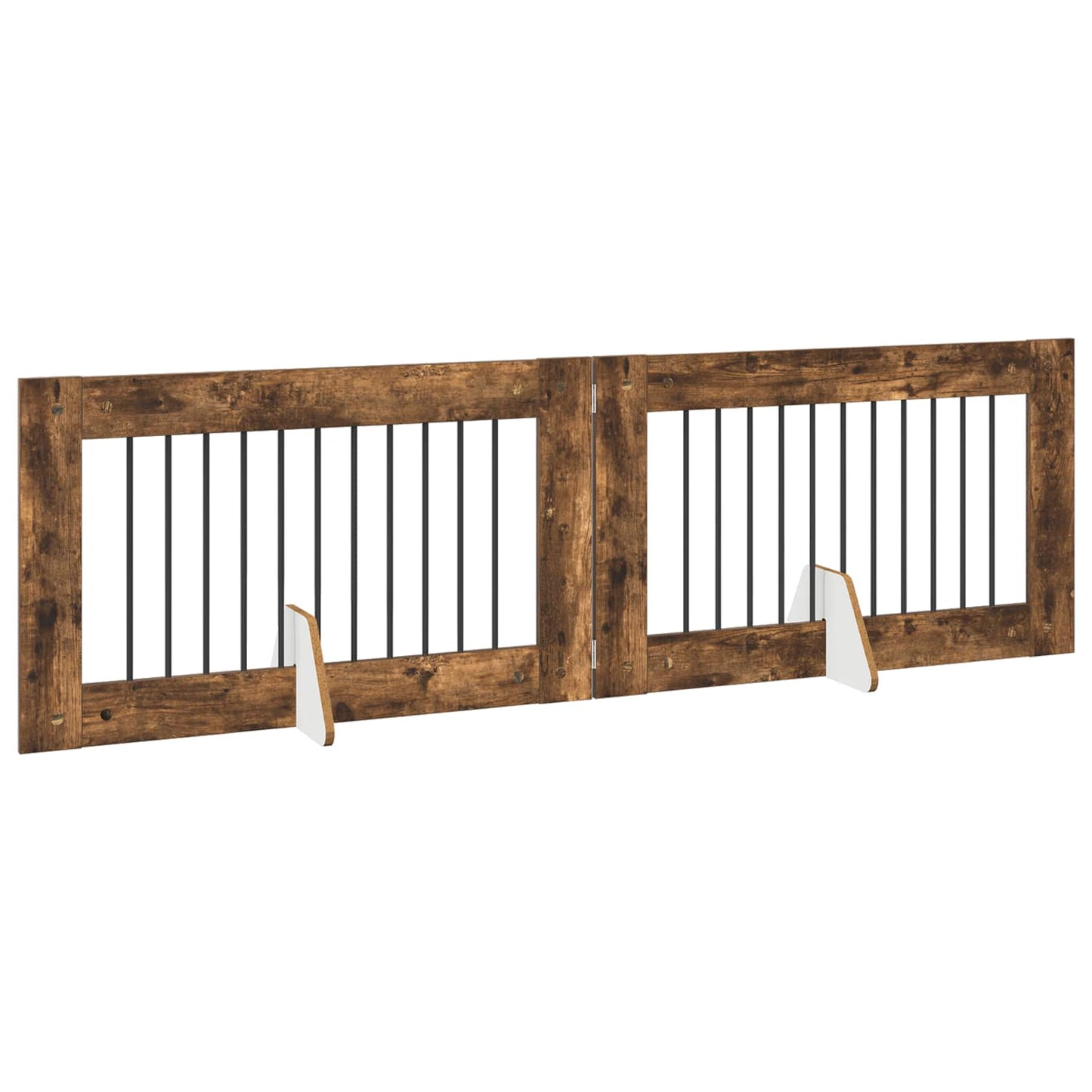 Foldbar hundegitter med stativer 2 pcs Røkt Eik 200,5 cm