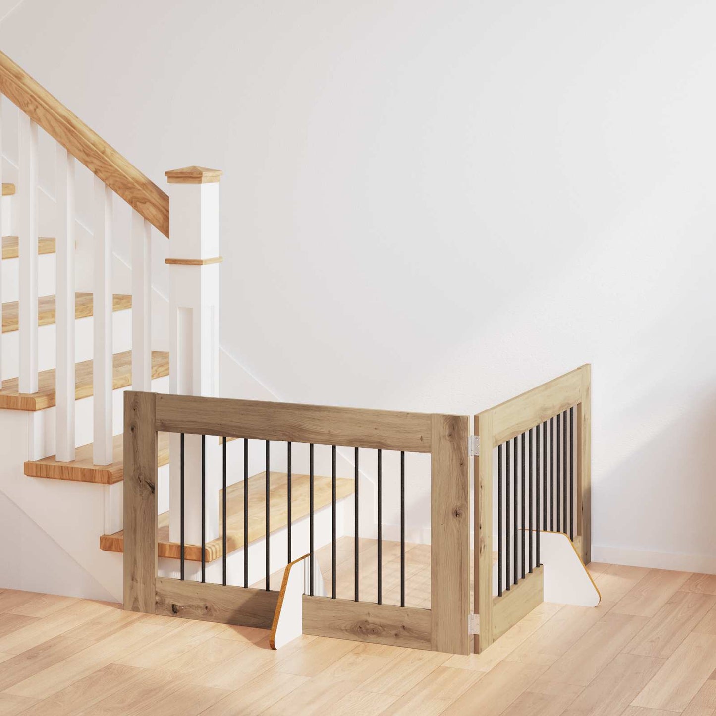 Foldbar hundegitter med stativer 2 pcs Artisan eik 200,5 cm