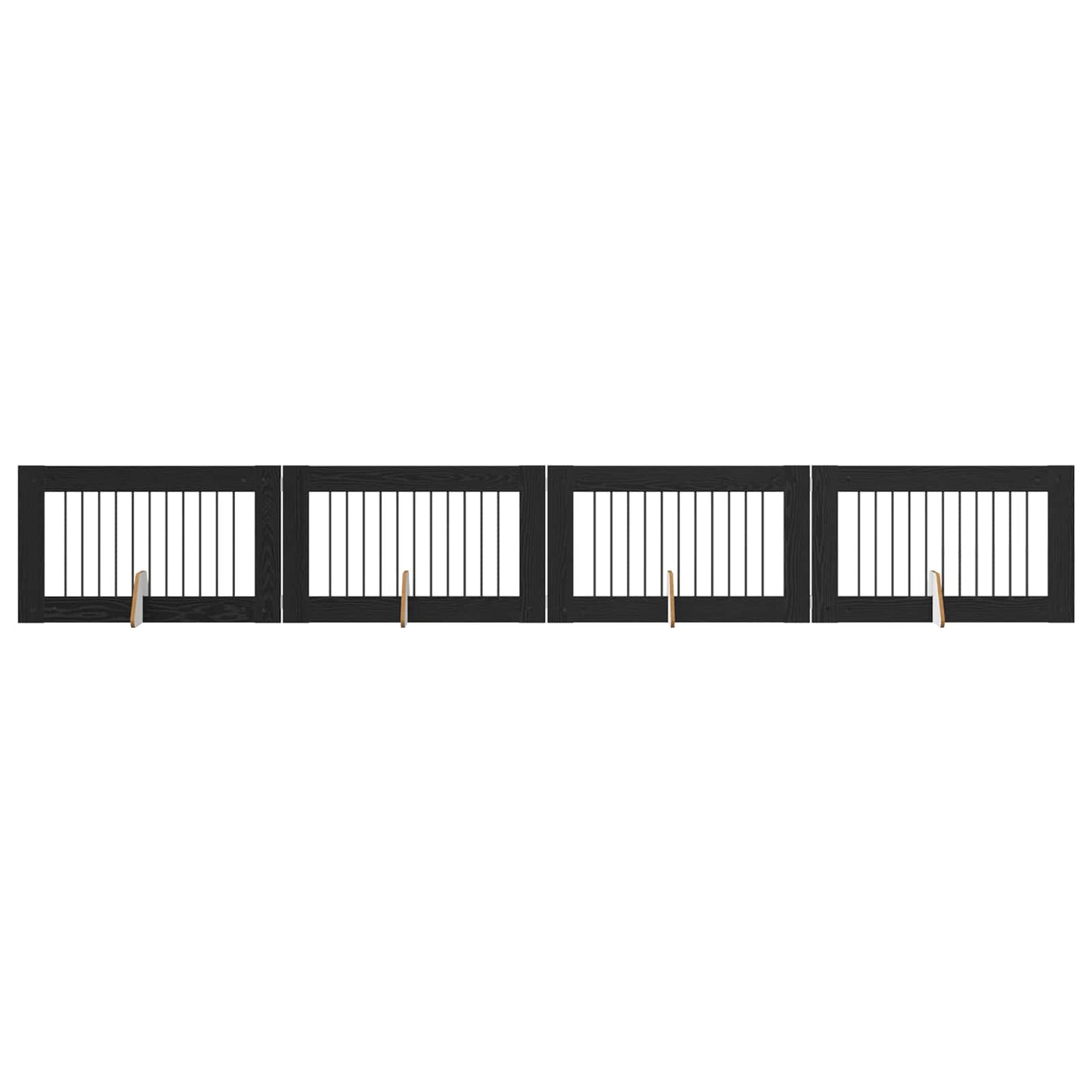 Foldbar hundegitter med stativer 4 pcs Svart eik 401 cm