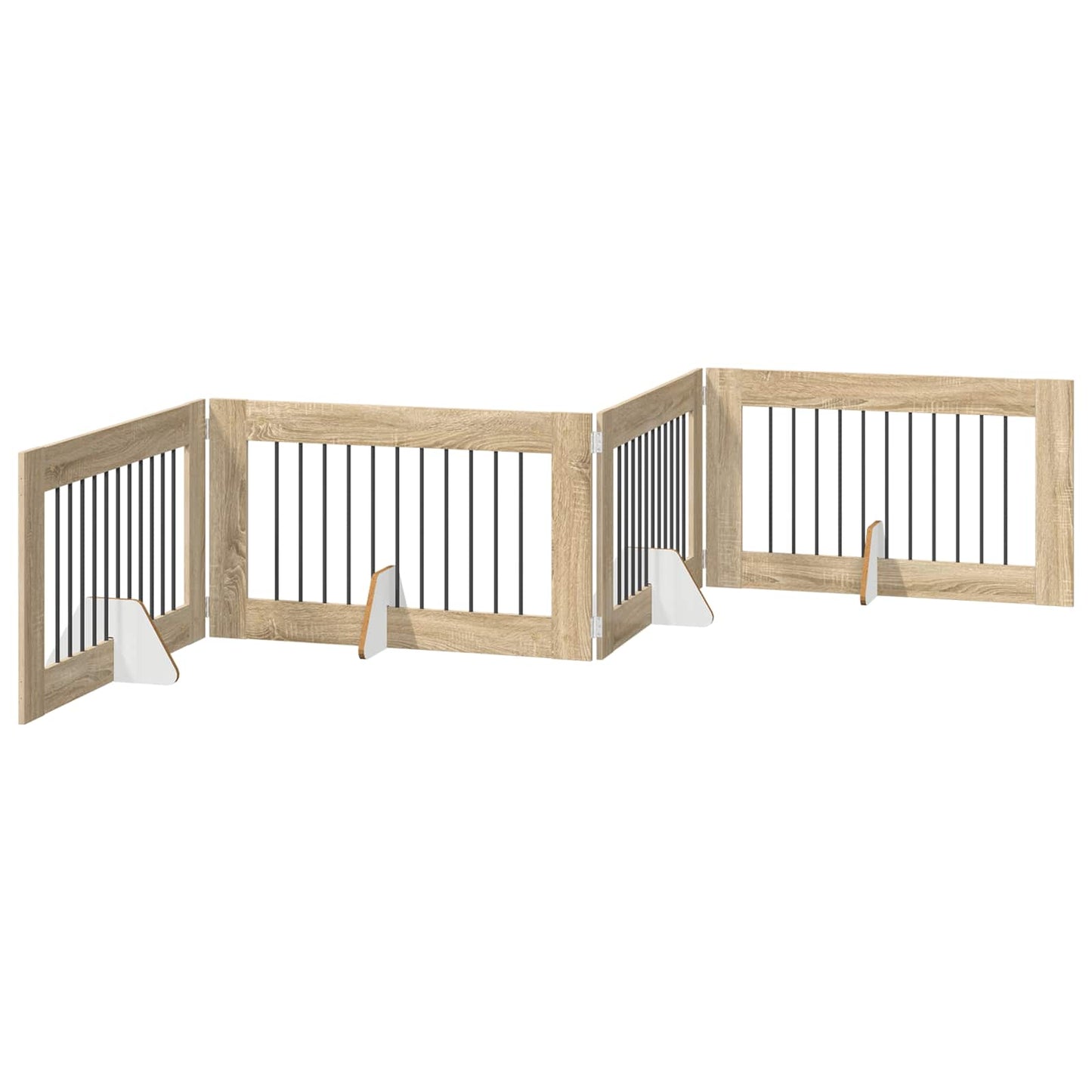 Foldbar hundegitter med stativer 4 pcs Sonoma eik 401 cm