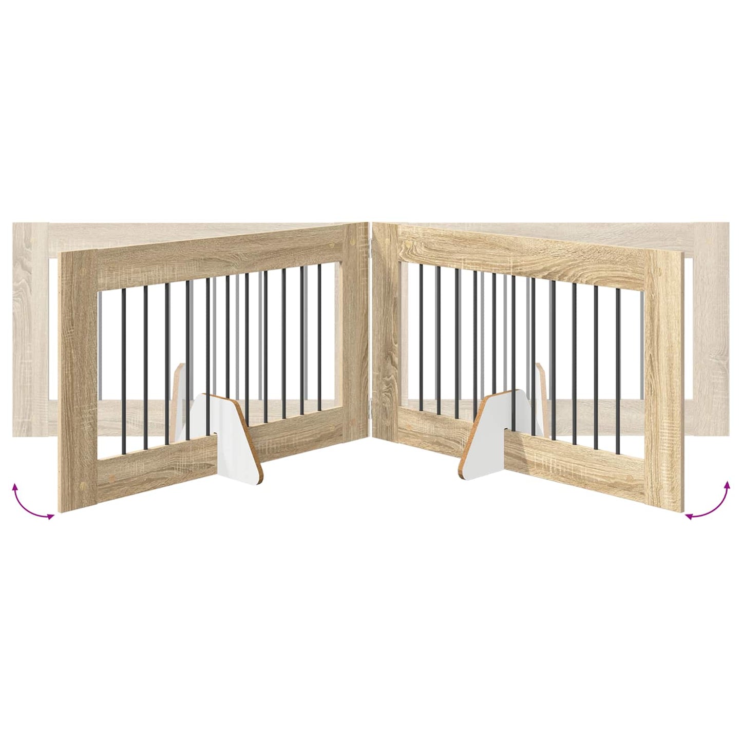 Foldbar hundegitter med stativer 4 pcs Sonoma eik 401 cm