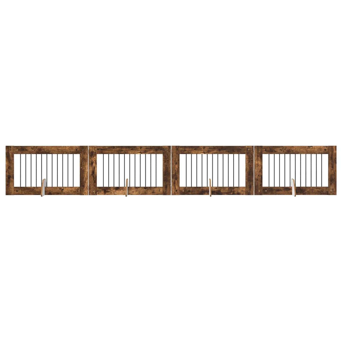 Foldbar hundegitter med stativer 4 pcs Røkt Eik 401 cm