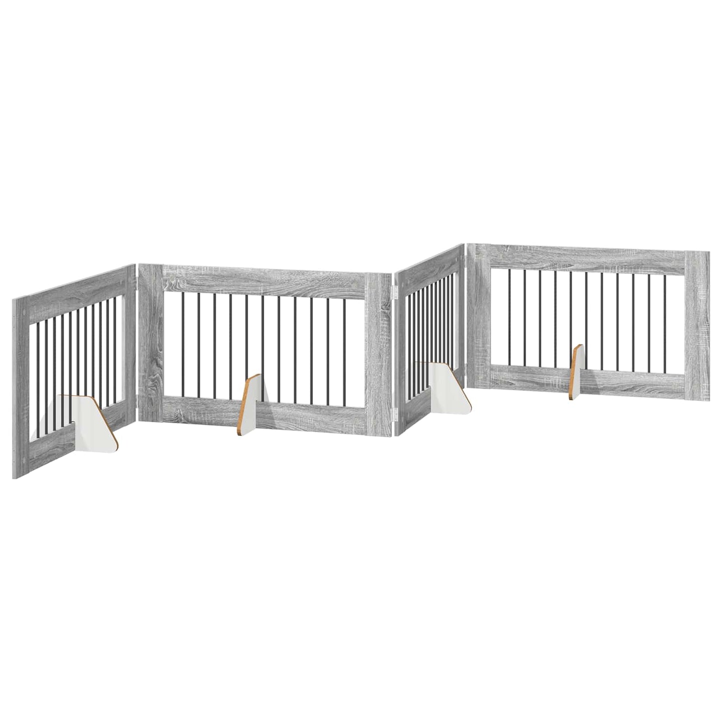Foldbar hundegitter med stativer 4 stk. Grå Sonoma 401 cm