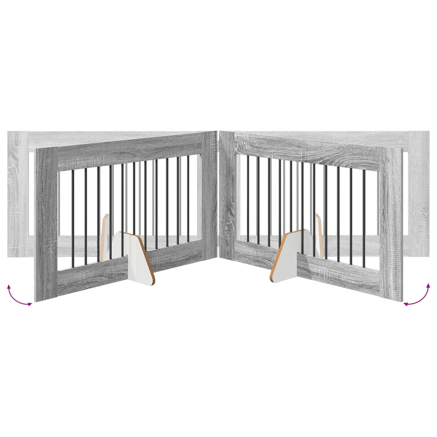 Foldbar hundegitter med stativer 4 stk. Grå Sonoma 401 cm