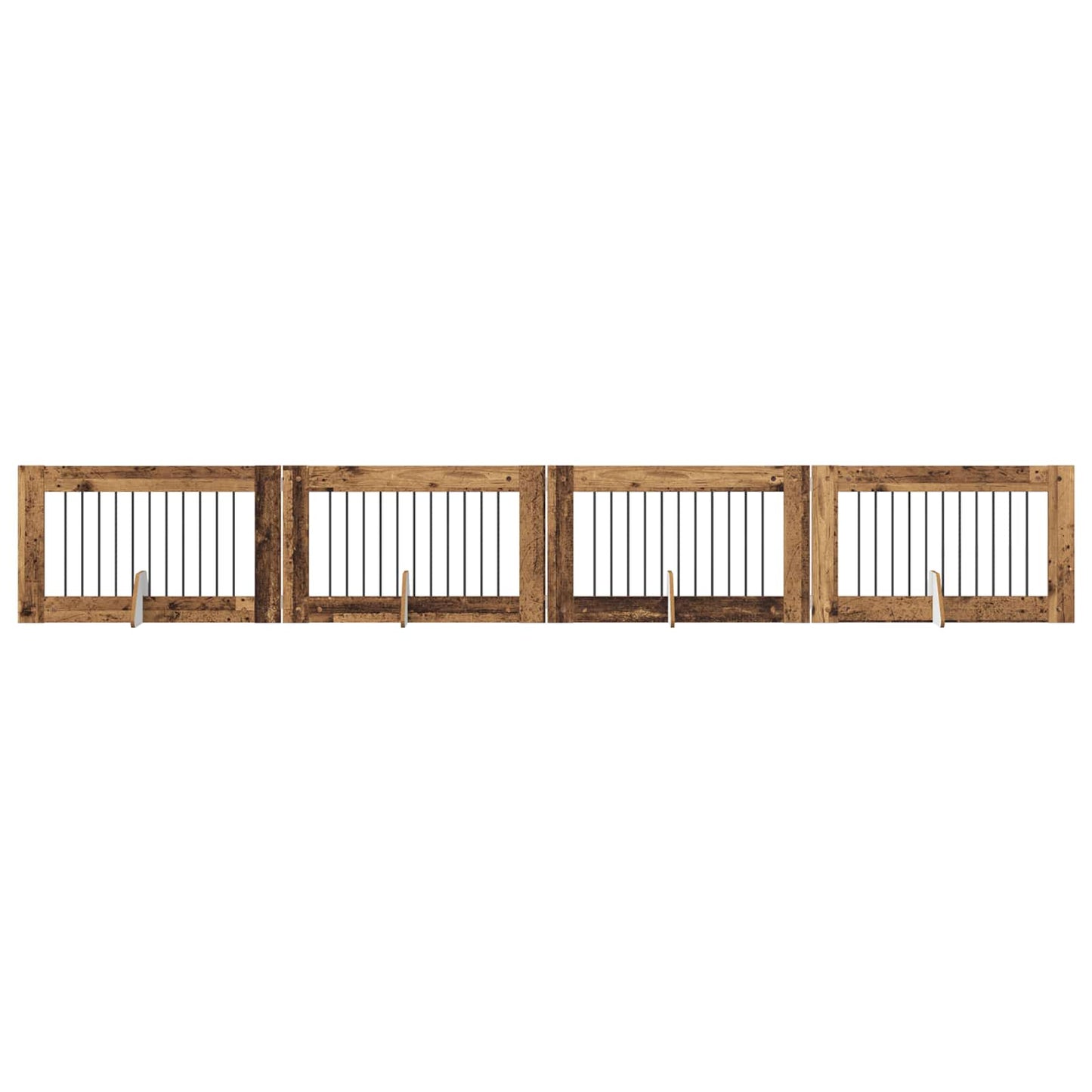 Foldbar hundegitter med stativer 4 pcs Gammelt tre 401 cm