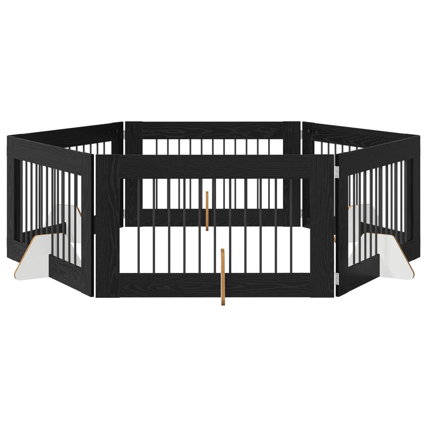 Foldbar hundegitter med stativer 6 pcs Svart eik 602 cm
