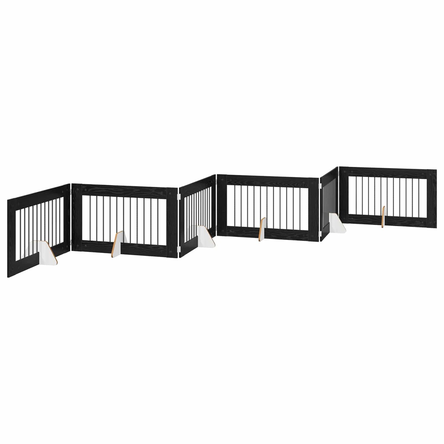Foldbar hundegitter med stativer 6 pcs Svart eik 602 cm