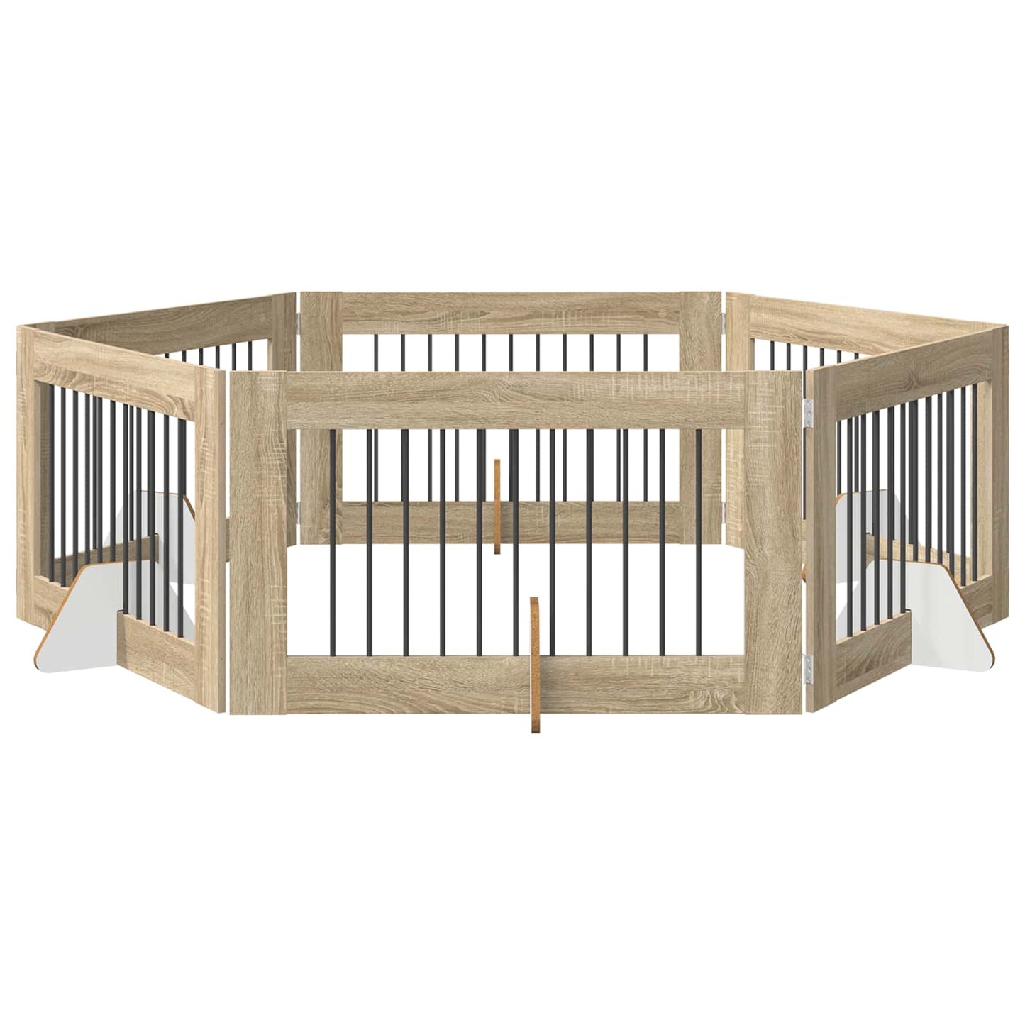 Foldbar hundegitter med stativer 6 pcs Sonoma eik 602 cm