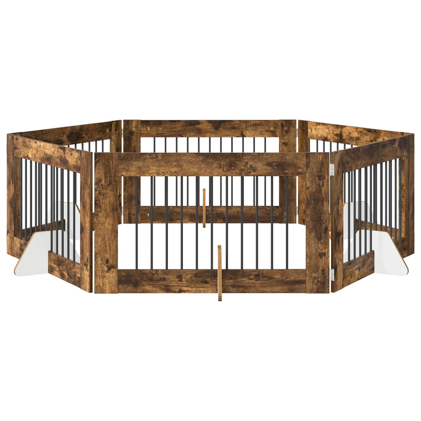 Foldbar hundegitter med stativer 6 pcs Røkt Eik 602 cm