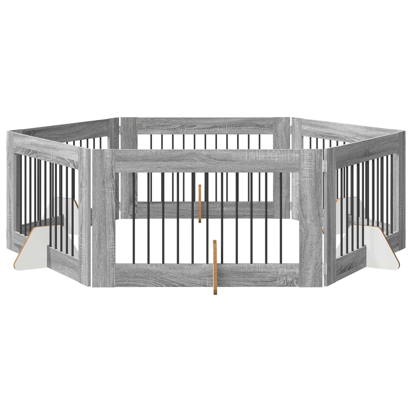 Foldbar hundegitter med stativer 6 pcs Grå sonoma 602 cm