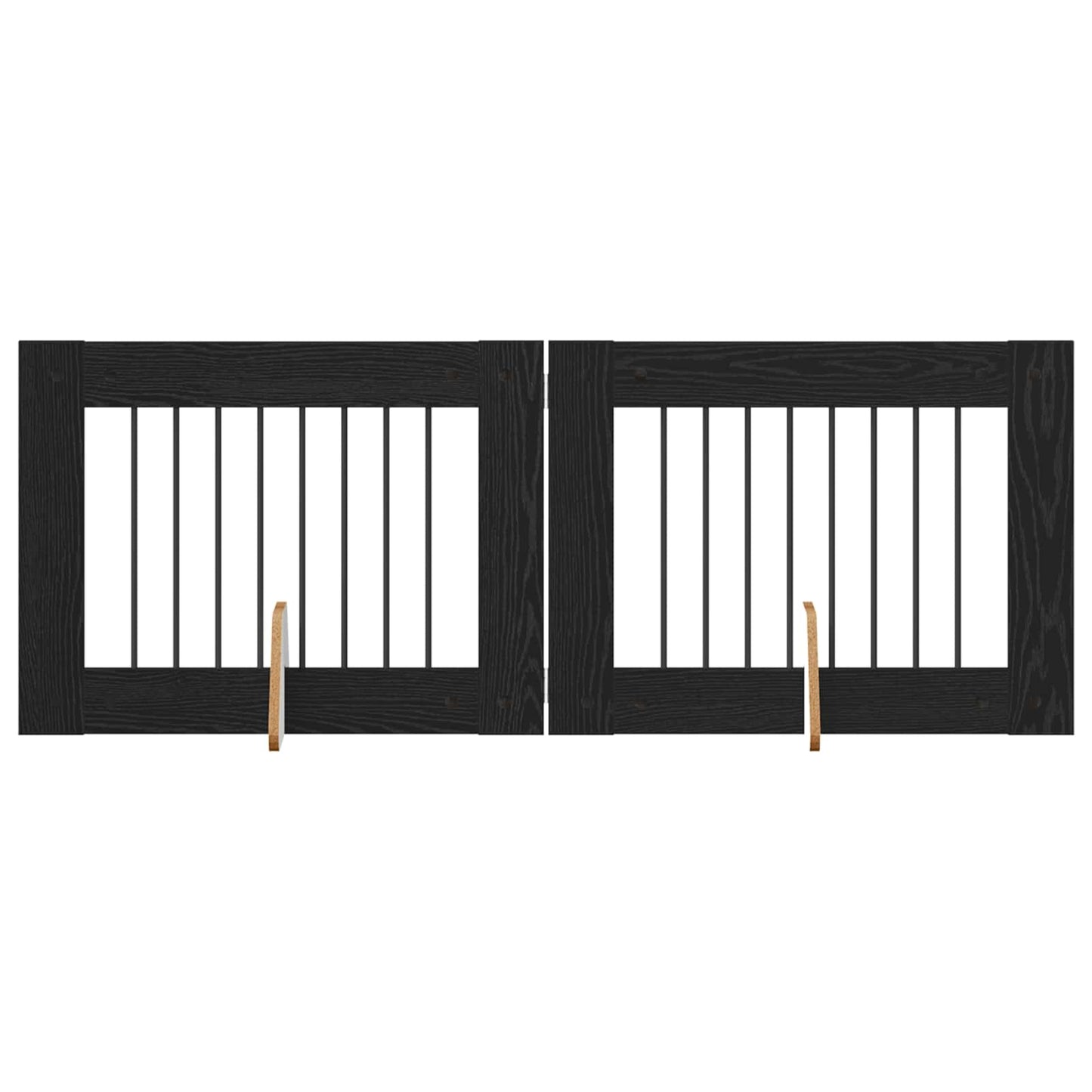 Foldbar hundegitter med stativer 2 pcs Svart eik 160,5 cm