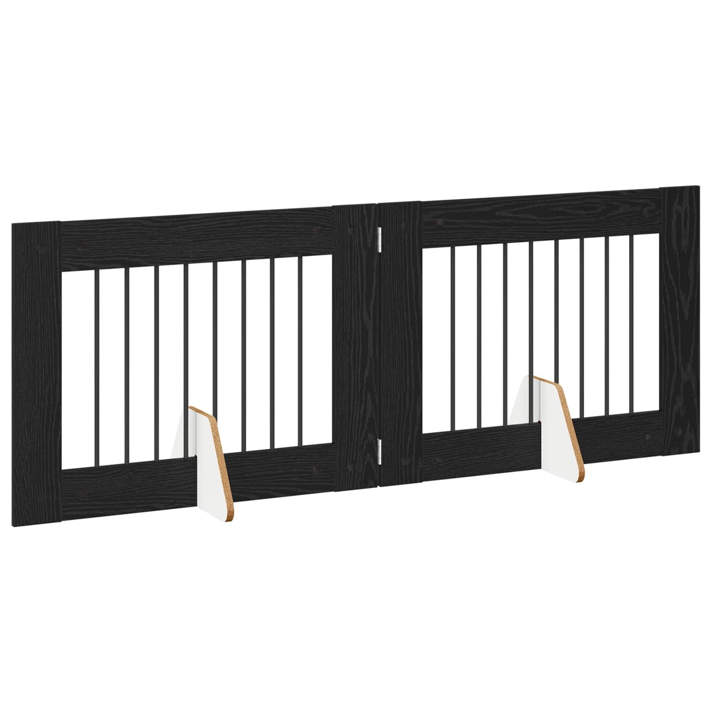 Foldbar hundegitter med stativer 2 pcs Svart eik 160,5 cm