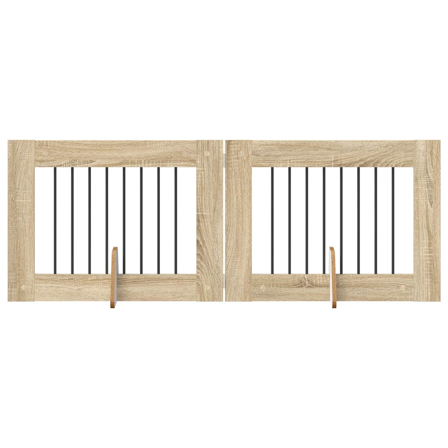 Foldbar hundegitter med stativer 2 pcs Sonoma eik 160,5 cm