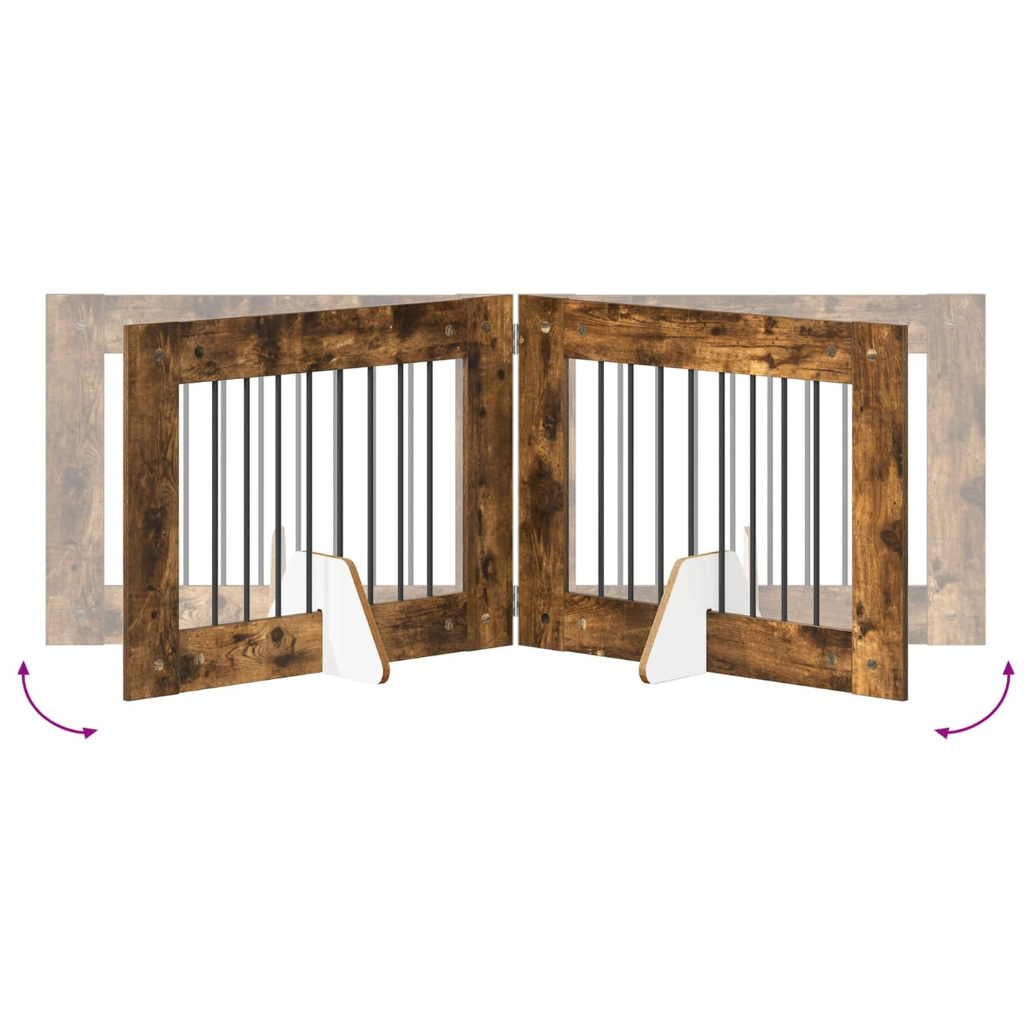 Foldbar hundegitter med stativer 2 pcs Røkt Eik 160,5 cm