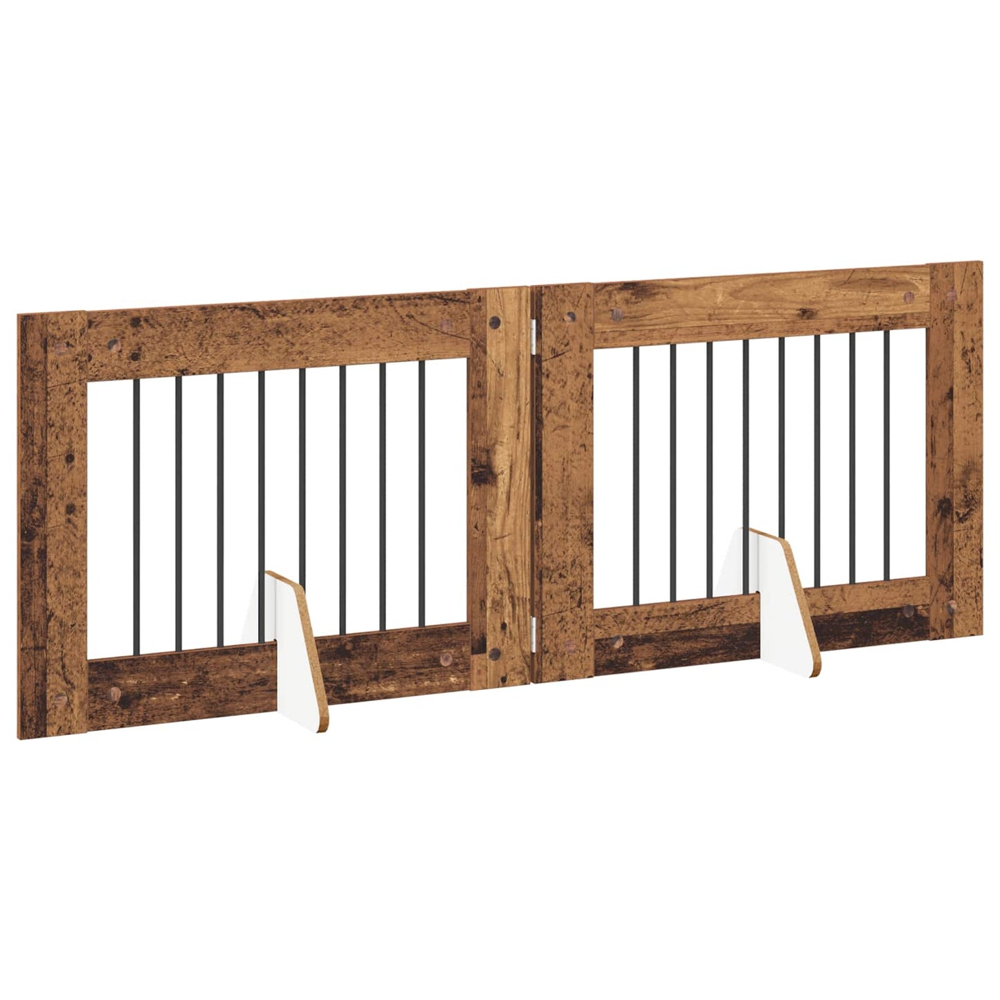 Foldbar hundegitter med stativer 2 pcs Gammelt tre 160,5 cm