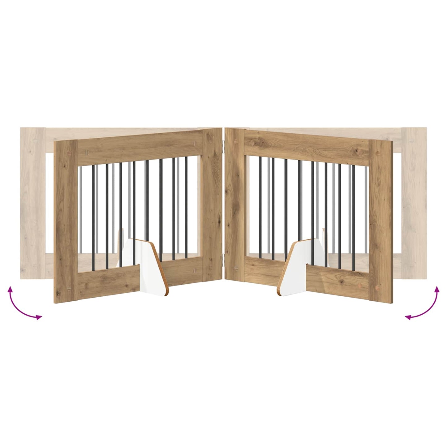 Foldbar hundegitter med stativer 2 pcs Artisan eik 160,5 cm
