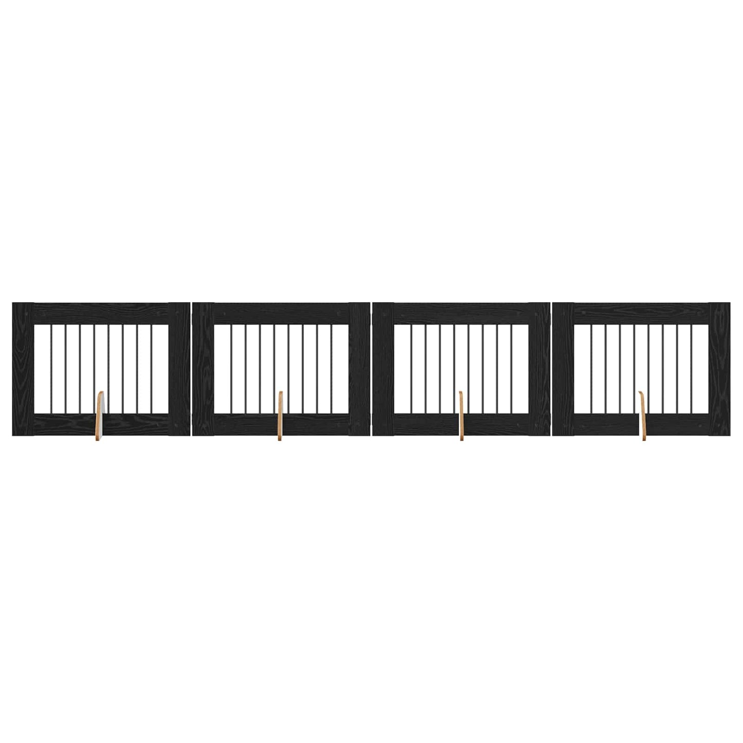 Foldbar hundegitter med stativer 4 pcs Svart eik 321 cm