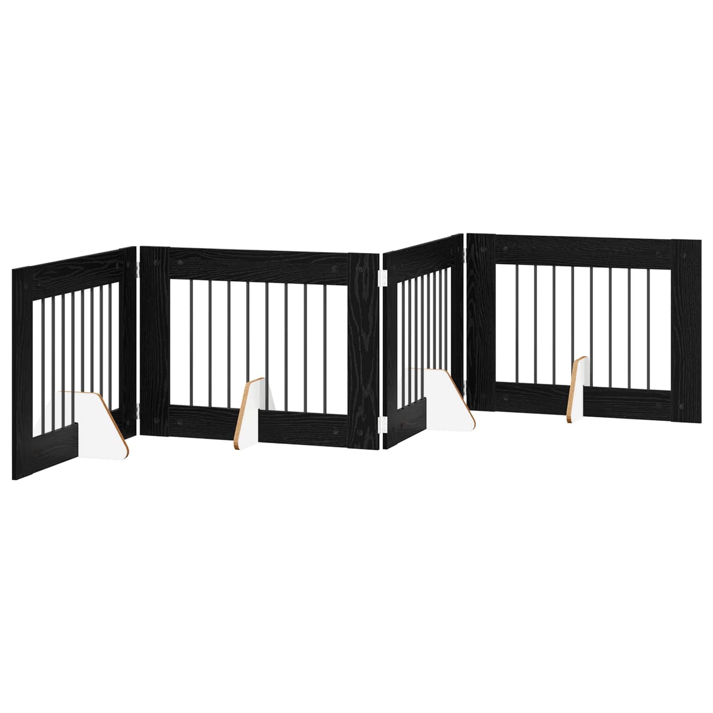 Foldbar hundegitter med stativer 4 pcs Svart eik 321 cm