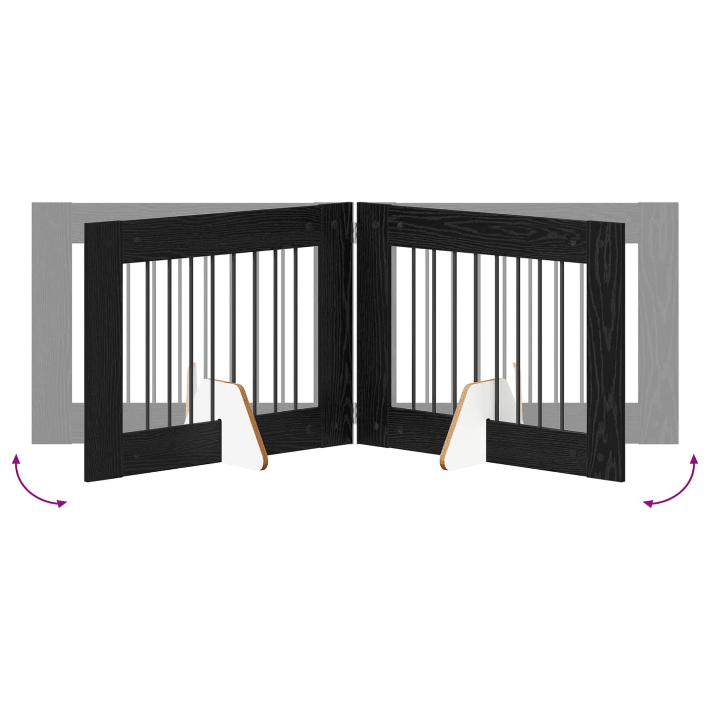 Foldbar hundegitter med stativer 4 pcs Svart eik 321 cm