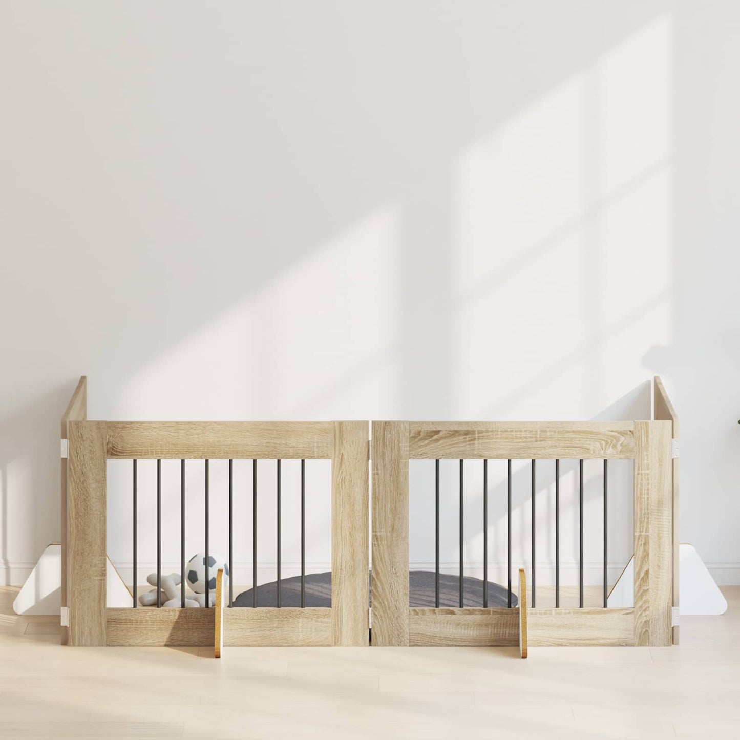 Foldbar hundegitter med stativer 4 pcs Sonoma eik 321 cm