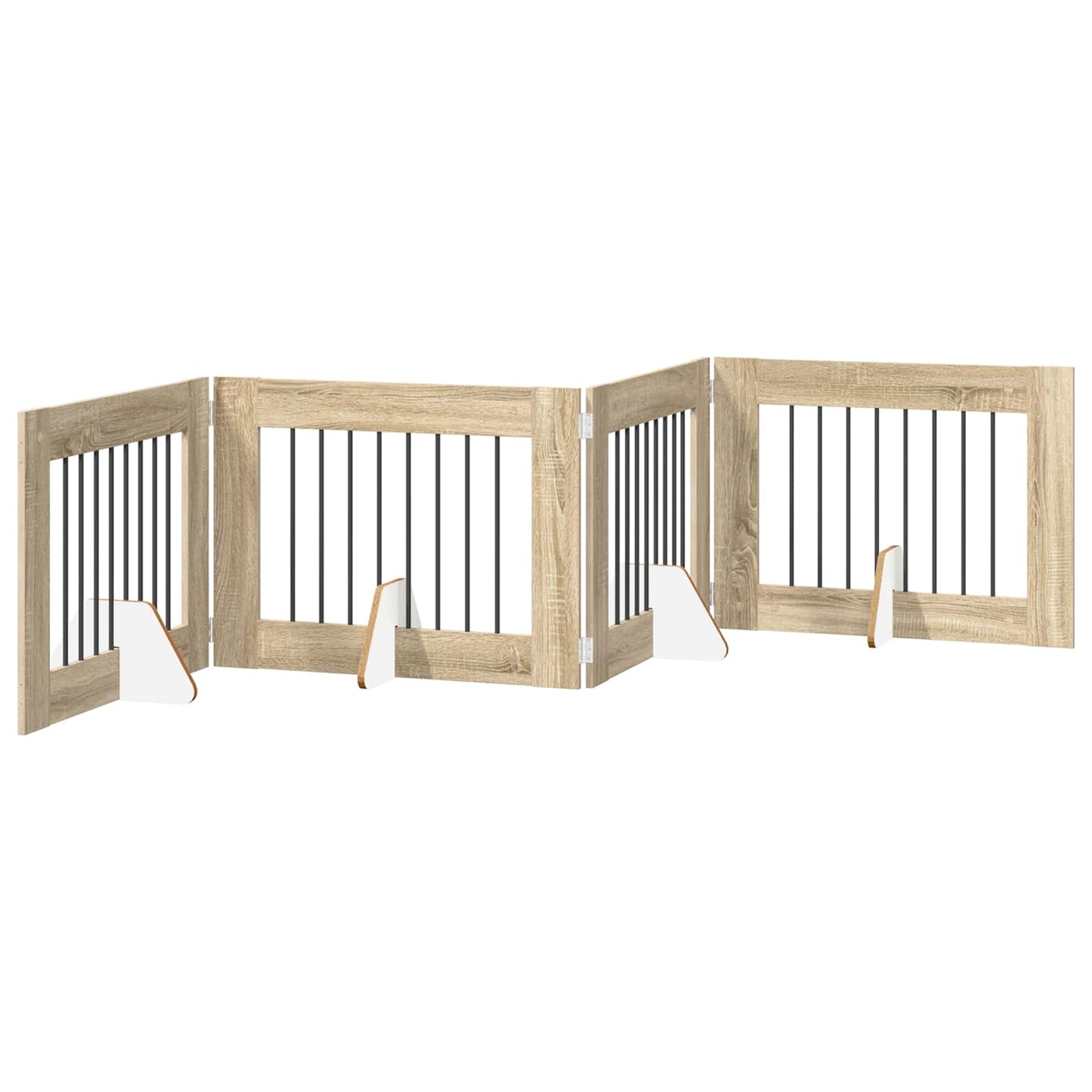Foldbar hundegitter med stativer 4 pcs Sonoma eik 321 cm