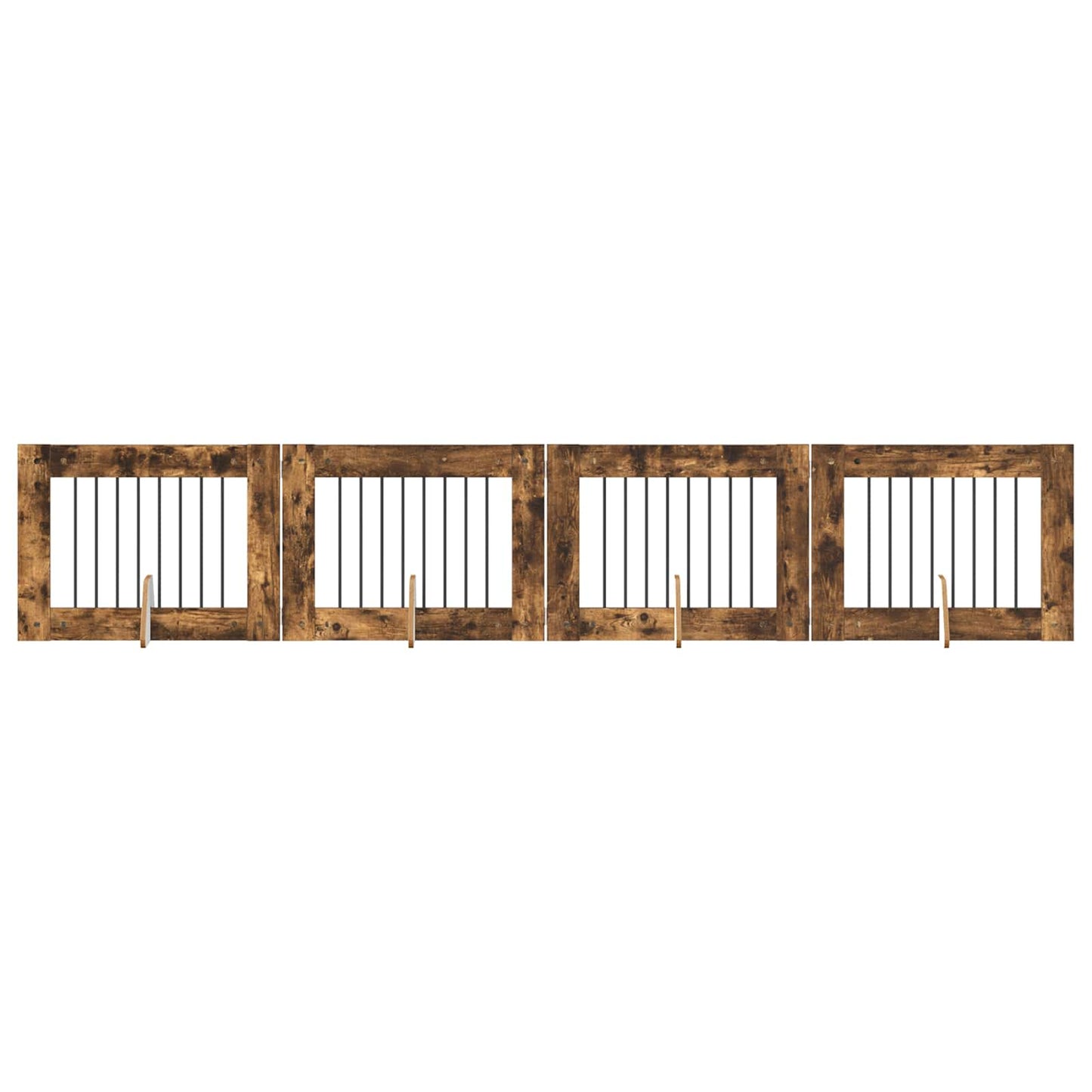 Foldbar hundegitter med stativer 4 pcs Røkt Eik 321 cm