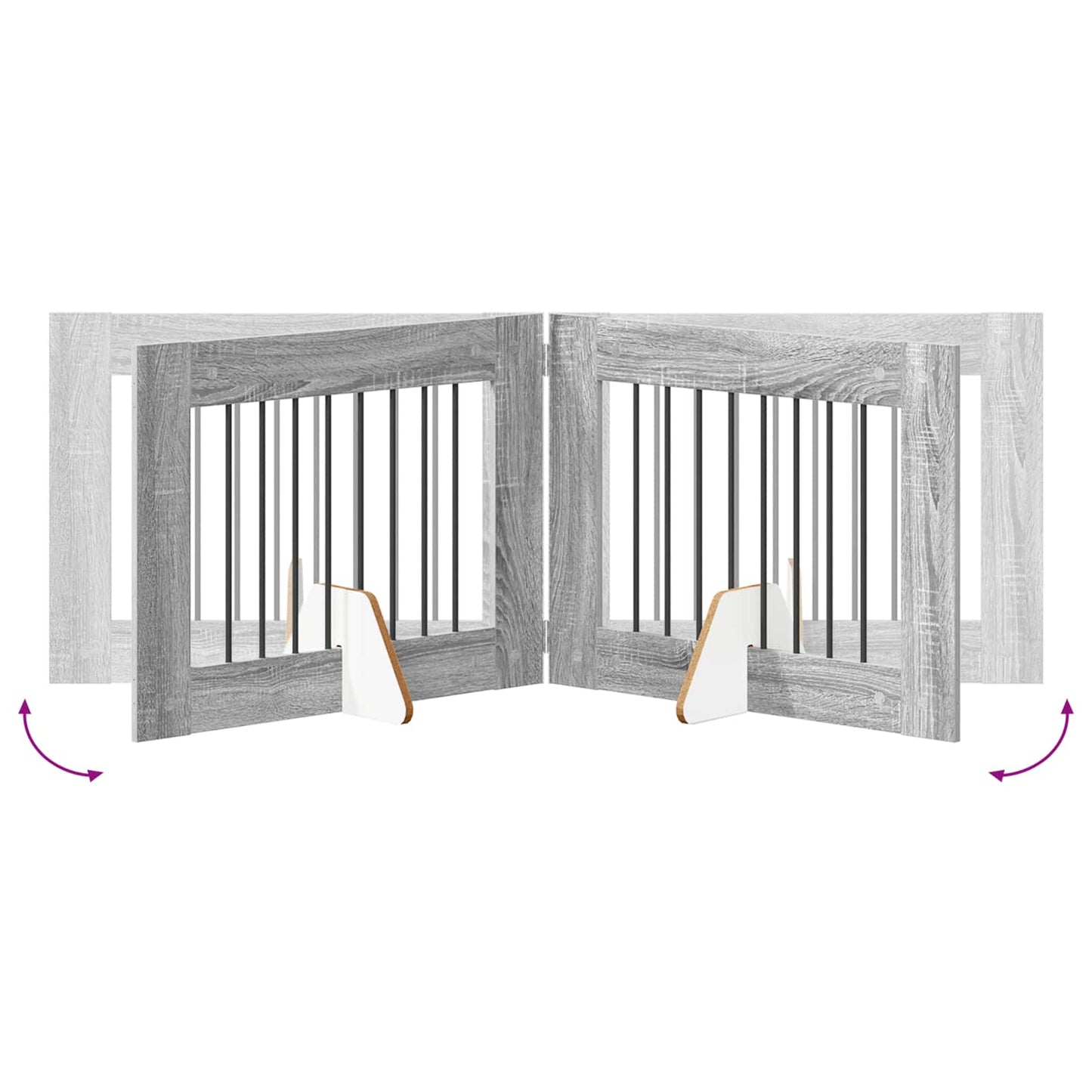 Foldbar hundegitter med stativer 4 pcs Grå sonoma 321 cm