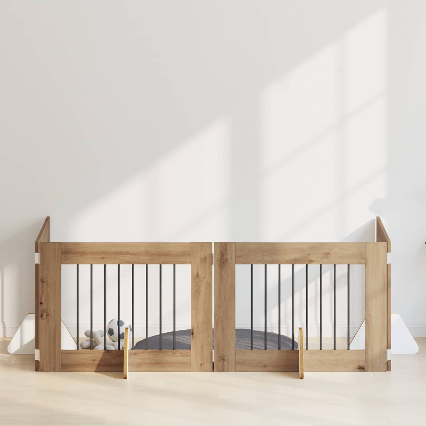 Foldbar hundegitter med stativer 4 pcs Artisan eik 321 cm