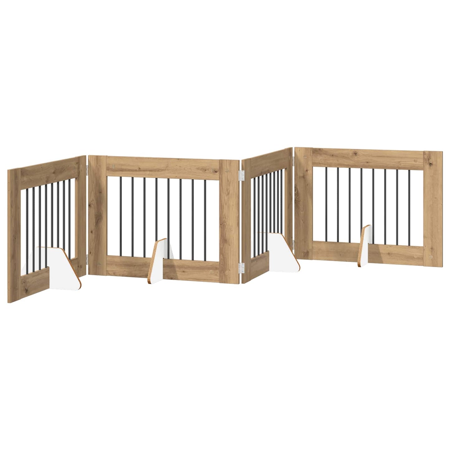 Foldbar hundegitter med stativer 4 pcs Artisan eik 321 cm