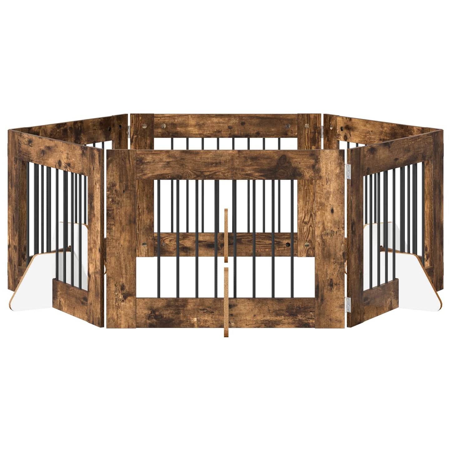 Foldbar hundegitter med stativer 6 pcs Røkt Eik 482 cm