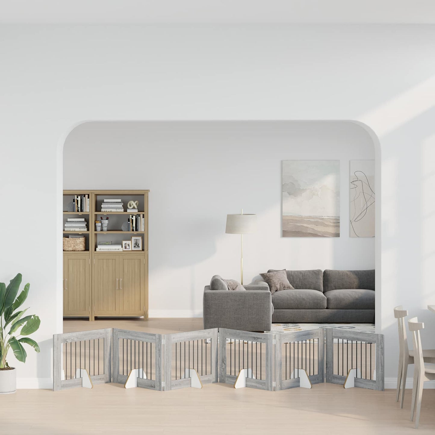Foldbar hundegitter med stativer 6 pcs Grå sonoma 482 cm