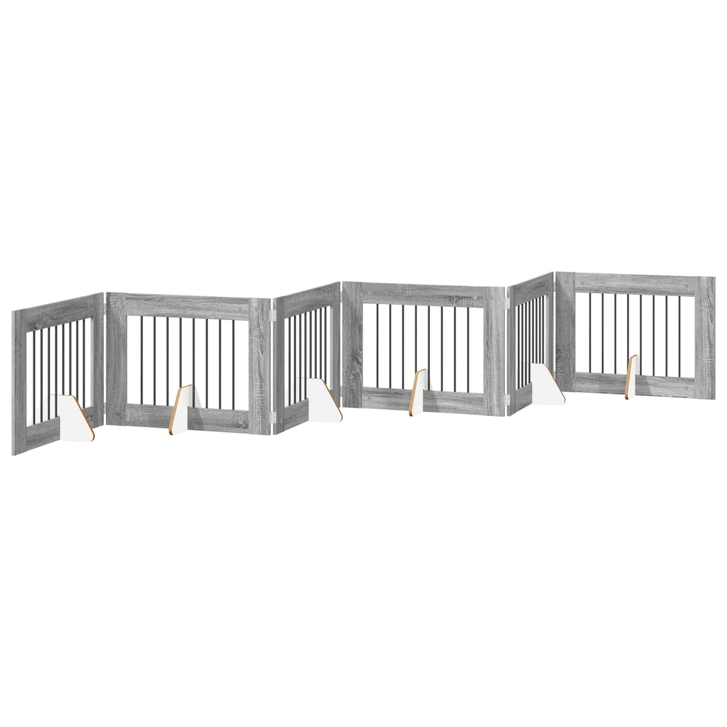 Foldbar hundegitter med stativer 6 pcs Grå sonoma 482 cm