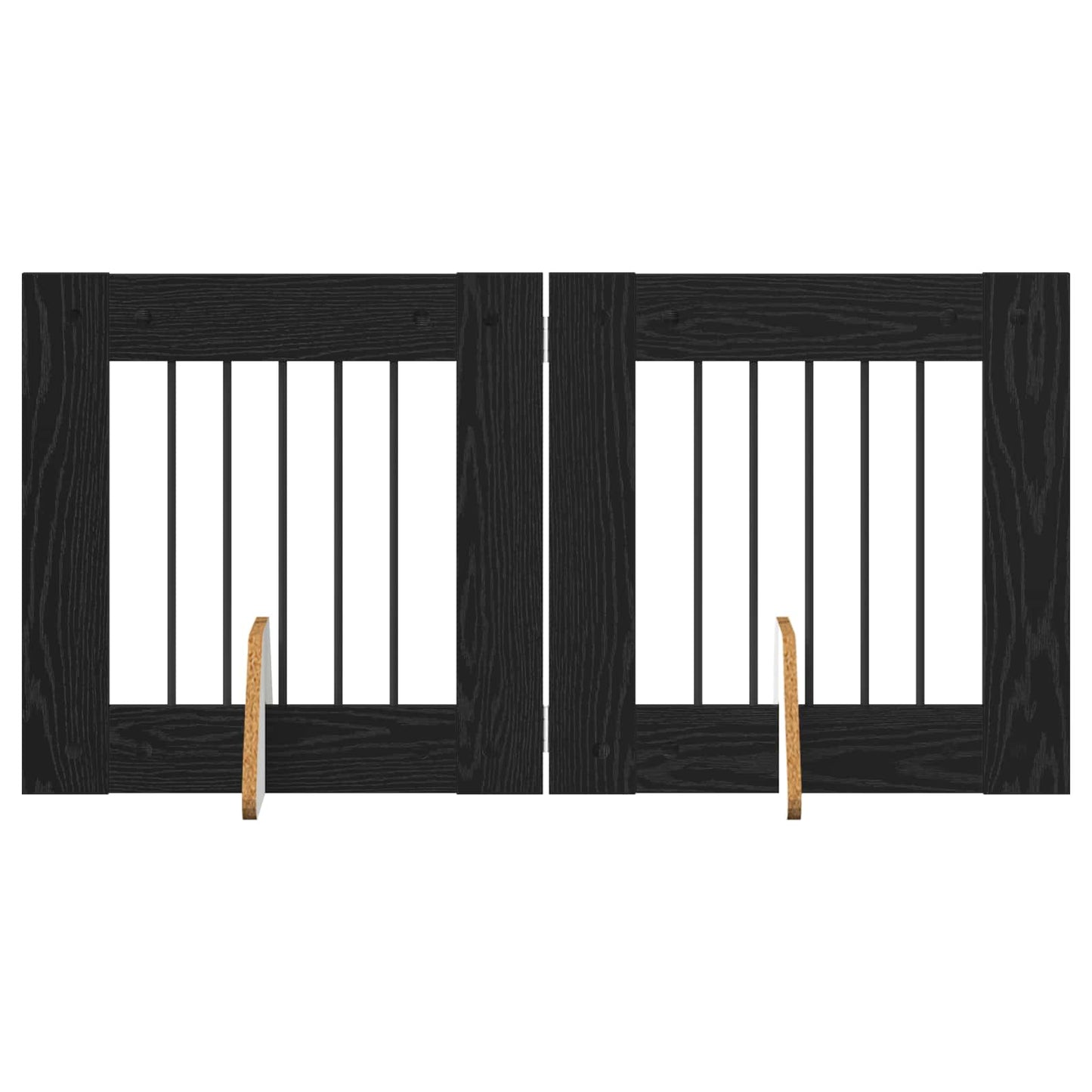 Foldbar hundegitter med stativer 2 pcs Svart eik 120,5 cm