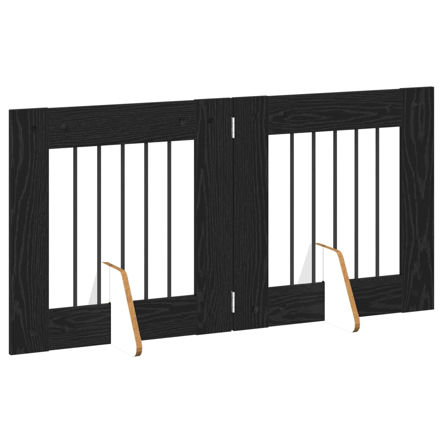 Foldbar hundegitter med stativer 2 pcs Svart eik 120,5 cm
